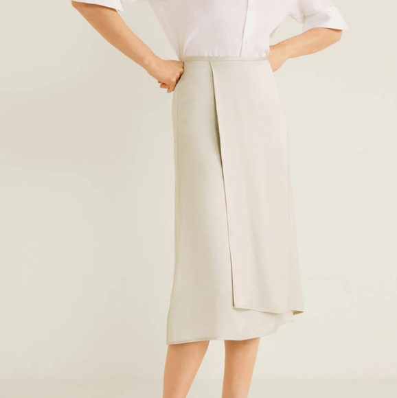 MANGO Layered look satin midi skirt - Picture 5 of 8